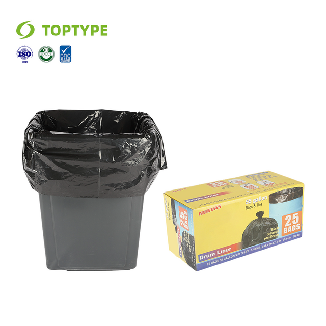 55 Gallon Black Color Flat Garbage Trash Bags