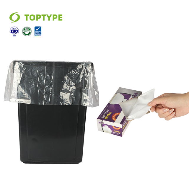 Multipurpose 8 Gallon White Flat Trash Garbage Bag Rubbish Bin Plastic Disposable Garbage Bag with Ties